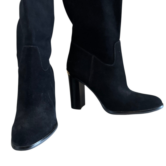 Michael Kors Regina Suede Platform Knee Boots Black Size 10 New Without Box - Picture 6 of 8